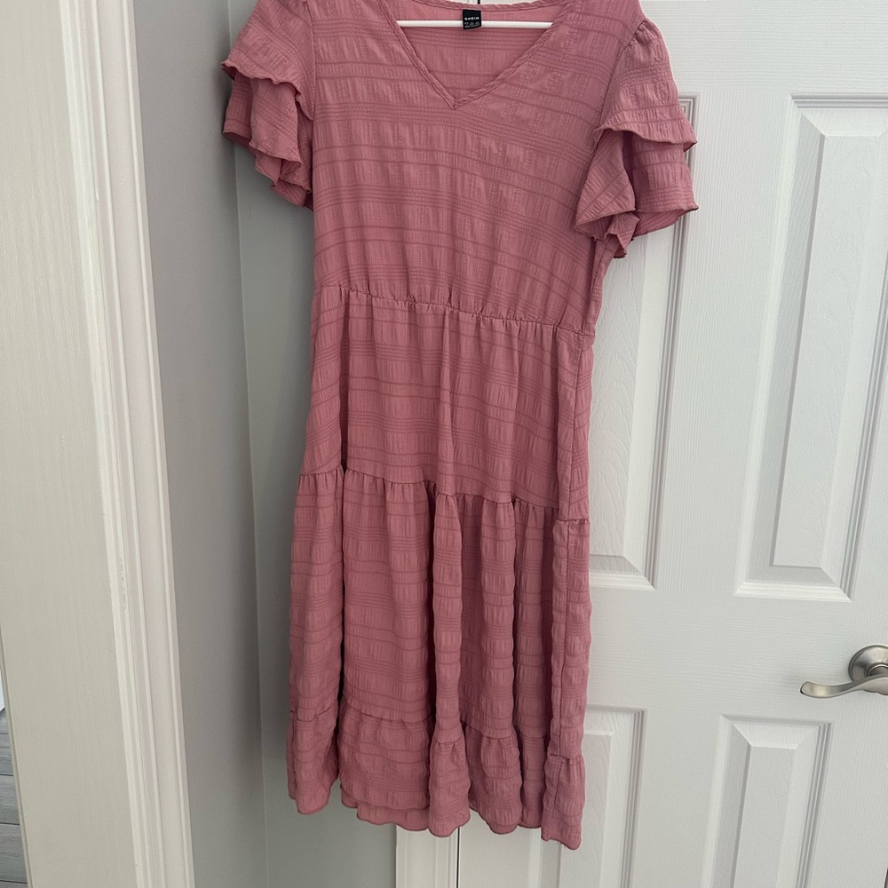 SHEIN Dusty Pink Tiered Midi Dress